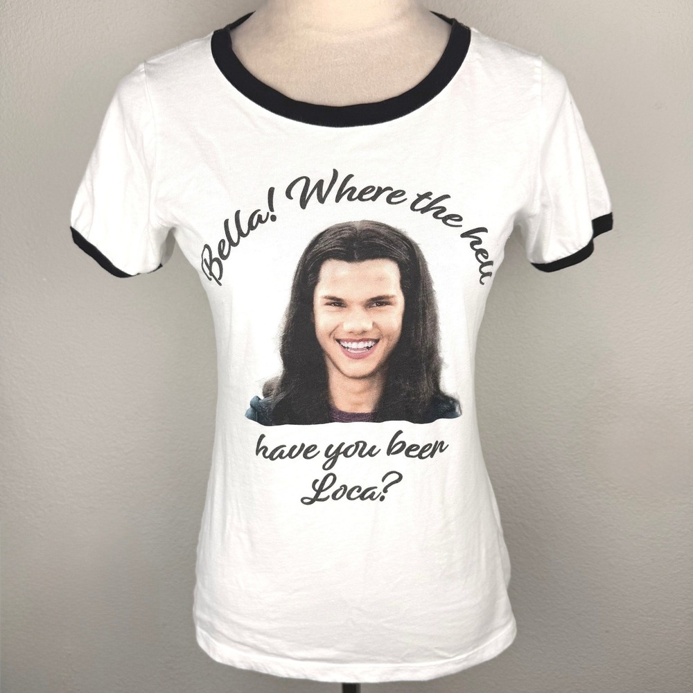 Hot Topic Twilight Jacob Black Where The Hell Have You Been Loca Ringer Tee Med - Picture 1 of 8